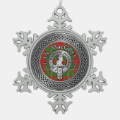 クランマグレゴールクレスト&タータンチェックノット スノーフレークピューターオーナメント (正面)