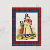 クランマセソンヴィンテージイラストレーションタータンチェック枠 ポストカード (正面/裏面)