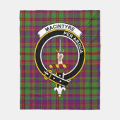 クランマッキンタイアオブグレンローズパープルタータンチェックプレイド フリースブランケット (正面)