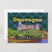 クランマックレオードダンベガンキャッスルタータンチェックスカイ ポストカード (正面/裏面)
