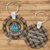 クランマッケンジークレストオーバーブラウン狩りタータンチェック キーホルダー