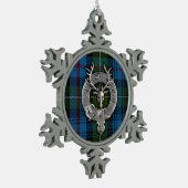 クランマッケンジークレスト&タータンチェック スノーフレークピューターオーナメント (左)