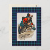 クランマッケンジーヴィンテージイラストレーションタータンチェックフレーム ポストカード (正面/裏面)