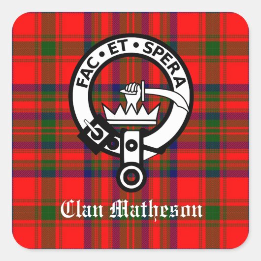 クランマテソンクレストバッジとタータンチェック スクエアシール (正面)
