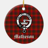 クランマテソンクレストバッジとタータンチェック セラミックオーナメント (裏面)