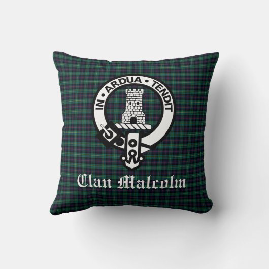 クランマルコムのクレストバッジとタータンチェック クッション (裏面)