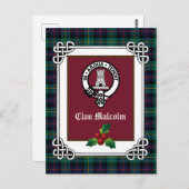 クランマルコムクレストバッジ&タータンチェックホリディハガキ ポストカード (正面/裏面)