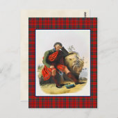 クランムンロヴィンテージイラストレーションタータンチェックフレーム ポストカード (正面/裏面)