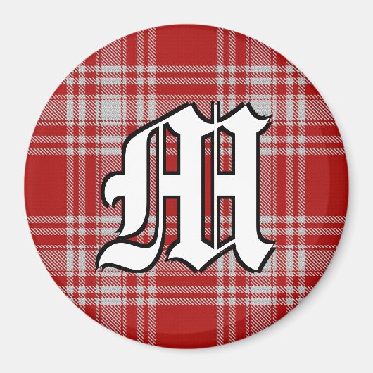 クランメンジーズ赤と白タータンチェックプレイドアクセント マグネット (正面)