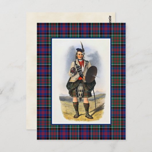 クランラナルドヴィンテージイラストレーションタータンチェックフレーム ポストカード (正面/裏面)