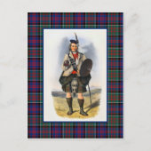 クランラナルドヴィンテージイラストレーションタータンチェックフレーム ポストカード (正面)
