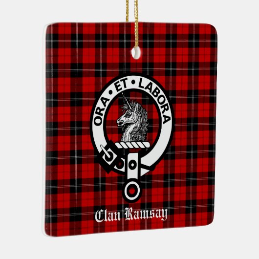 クランラムセイクレストバッジ&タータンチェック パーソナライズされた セラミックオーナメント (右)