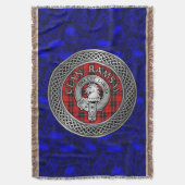 クランラムセイクレスト&タータンチェックノット スローブランケット (正面縦)