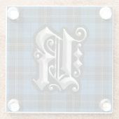 クランラムセイラムセイレターモノグラムブルータータンチェック ガラスコースター (裏面)