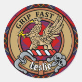 クランレスリークレストオーバーレッドタータンチェック ラウンドシール (正面)