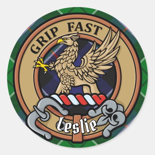 クランレスリークレストオーバー狩りタータンチェック ラウンドシール (正面)