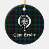 クランレスリークレストバッジとタータンチェックカスタマイズ セラミックオーナメント (正面)