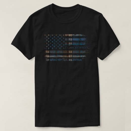 クランレントンスコットランドタータンチェック米国国旗kiltスコットランド tシャツ (デザイン正面)