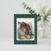 クランロスヴィンテージイラストレーションタータンチェックフレーム ポストカード (スタンド正面)