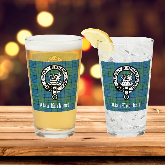 クランロックハートクレストバッジ&タータンチェック タンブラーグラス