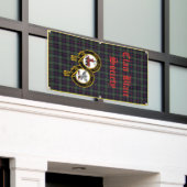 クラン吹き出しバナータータンチェック背景（縦） 横断幕 (ビルの外側)