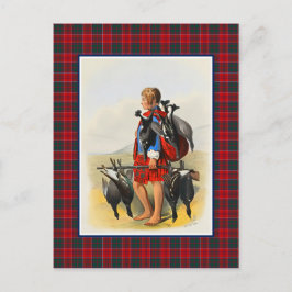 クラン許可ヴィンテージイラストレーションタータンチェックフレーム ポストカード