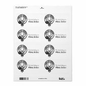 クラン・アーサーパーソナライズされた・クレストの本は ラベル (フルシート)