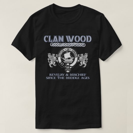 クラン・ウッドの紋章スコットランドのクラン姓 Tシャツ (デザイン正面)