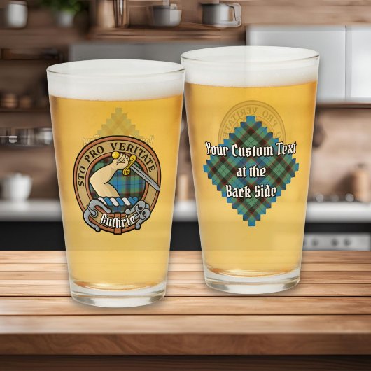 クラン・ガスリーのクレストのタータンチェック タンブラーグラス