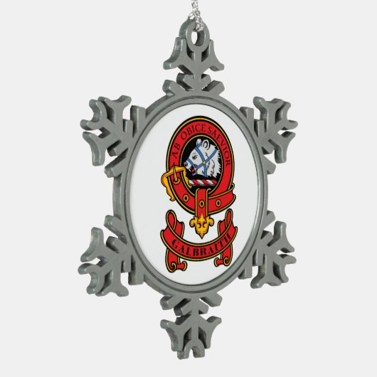 クラン・ガルブライスクリスマスオーナメント(紋章あり) スノーフレークピューターオーナメント (左)