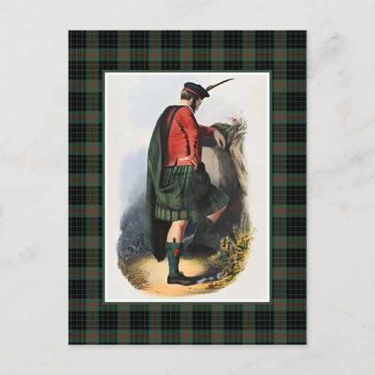 クラン・ガン ヴィンテージ イラスト タルタン フレーム ポストカード (正面)