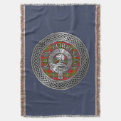 クラン・フォレスター |フォスタークレスト&タータンチェックノット スローブランケット (正面縦)