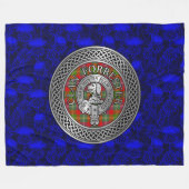 クラン・フォレスター |フォスタークレスト&タータンチェックノット フリースブランケット (正面(横))