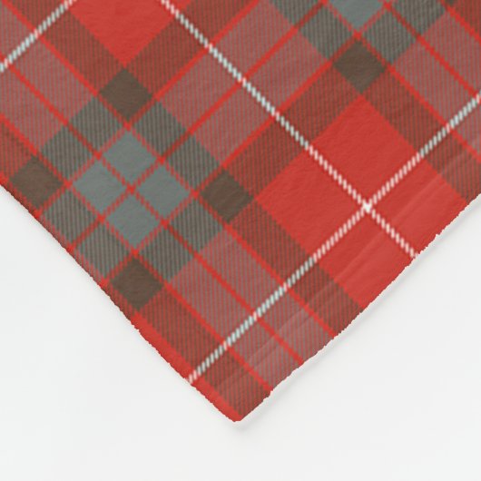 クラン・フレイザー風化(ロバットのフレイザー)タータンチェックプラ フリースブランケット (角)