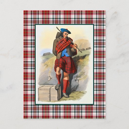 クラン・マカルスター ヴィンテージ イラスト タルタン フレーム ポストカード (正面)