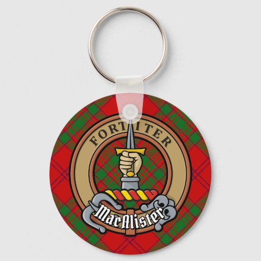 クラン・マクアリスター・オブ・グレンバー・クレストタータンチェック キーホルダー (正面)