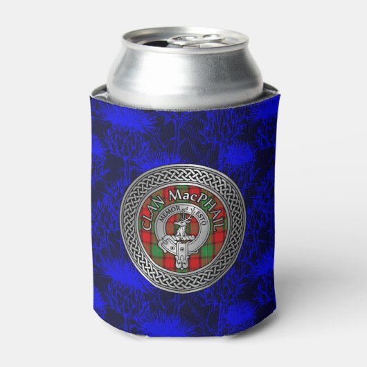 クラン・マクフェイルのクレストとタータンノット 缶クーラー (缶正面)