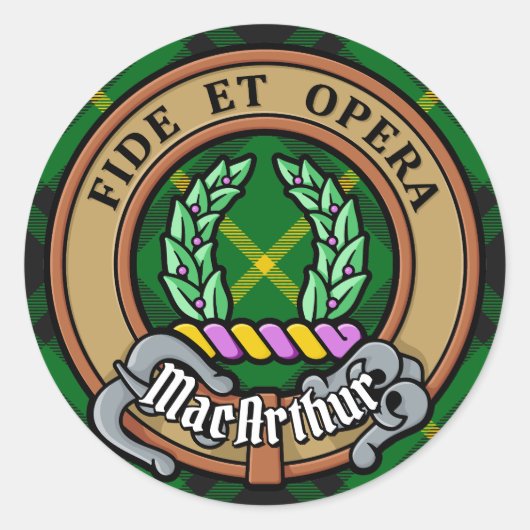 クラン・マッカーサー・クレストタータンチェック ラウンドシール (正面)