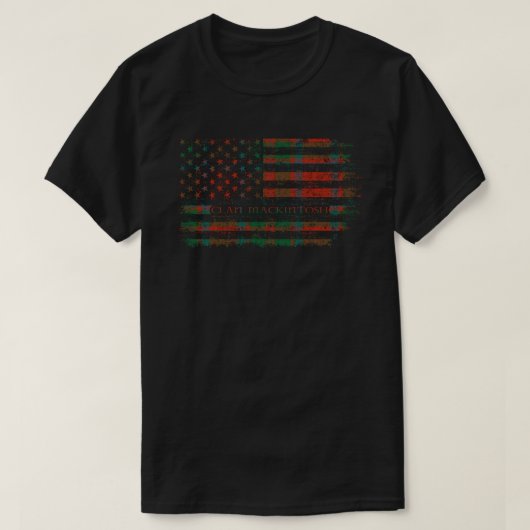 クラン・マッキントシュスコットランドタータンチェックアメリカ国旗kilt Scotl Tシャツ (デザイン正面)