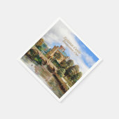 クラン・モンゴメリーのエグリントン城スコットランド スタンダードカクテルナプキン (角)