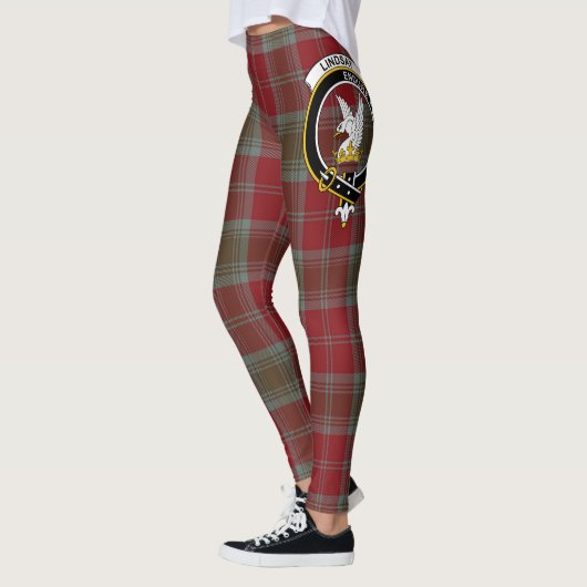クラン・リンジー・クレスト・タータンチェック 女性用レギンス レギンス (左)