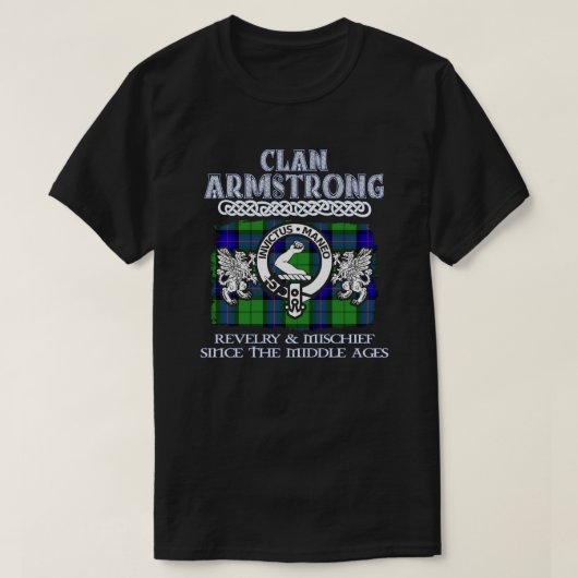 クランArmstrong crestスコットランドのクランドスコティッシュスルナ Tシャツ (デザイン正面)