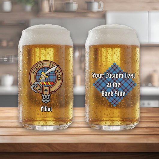 クランElliotクレストオーバー古代タータンチェック ガラス缶