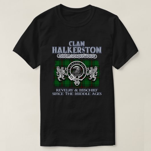 クランHalkerston crestスコットランドのクランScotsh clans surn Tシャツ (デザイン正面)