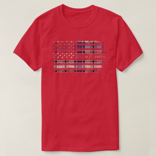 クランHannayスコットランドタータンチェックアメリカ国旗Kilt Scotland Tシャツ (デザイン正面)