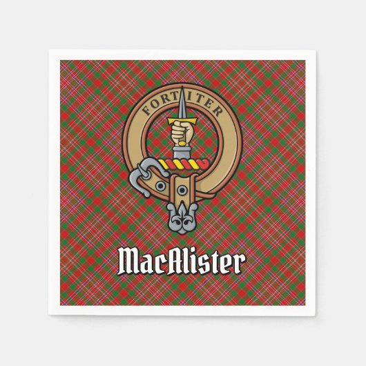 クランMacAlisterクレストオーバータータンチェック スタンダードカクテルナプキン (正面)