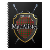 クランMacAlisterタータンチェックシールドと剣 ノートブック (正面)