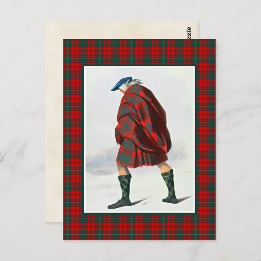クランMacAulayヴィンテージイラストレーションタータンチェック ポストカード (正面/裏面)