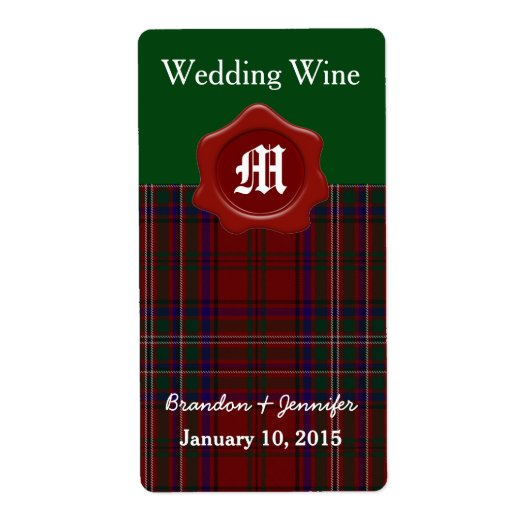 クランMacClure Plaidの結婚ミニワインラベル ラベル (正面)
