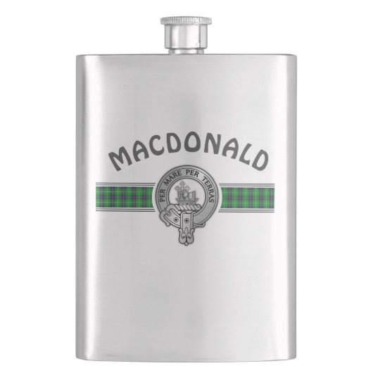 クランMacDonald (編集)クレスト&タータンチェック フラスク (正面)